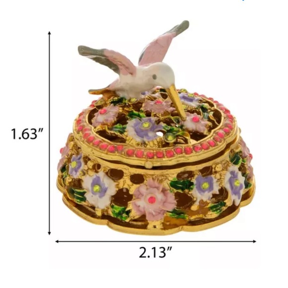 New Hummingbird Floral rhinestone jewelry box - Picture 4 of 5